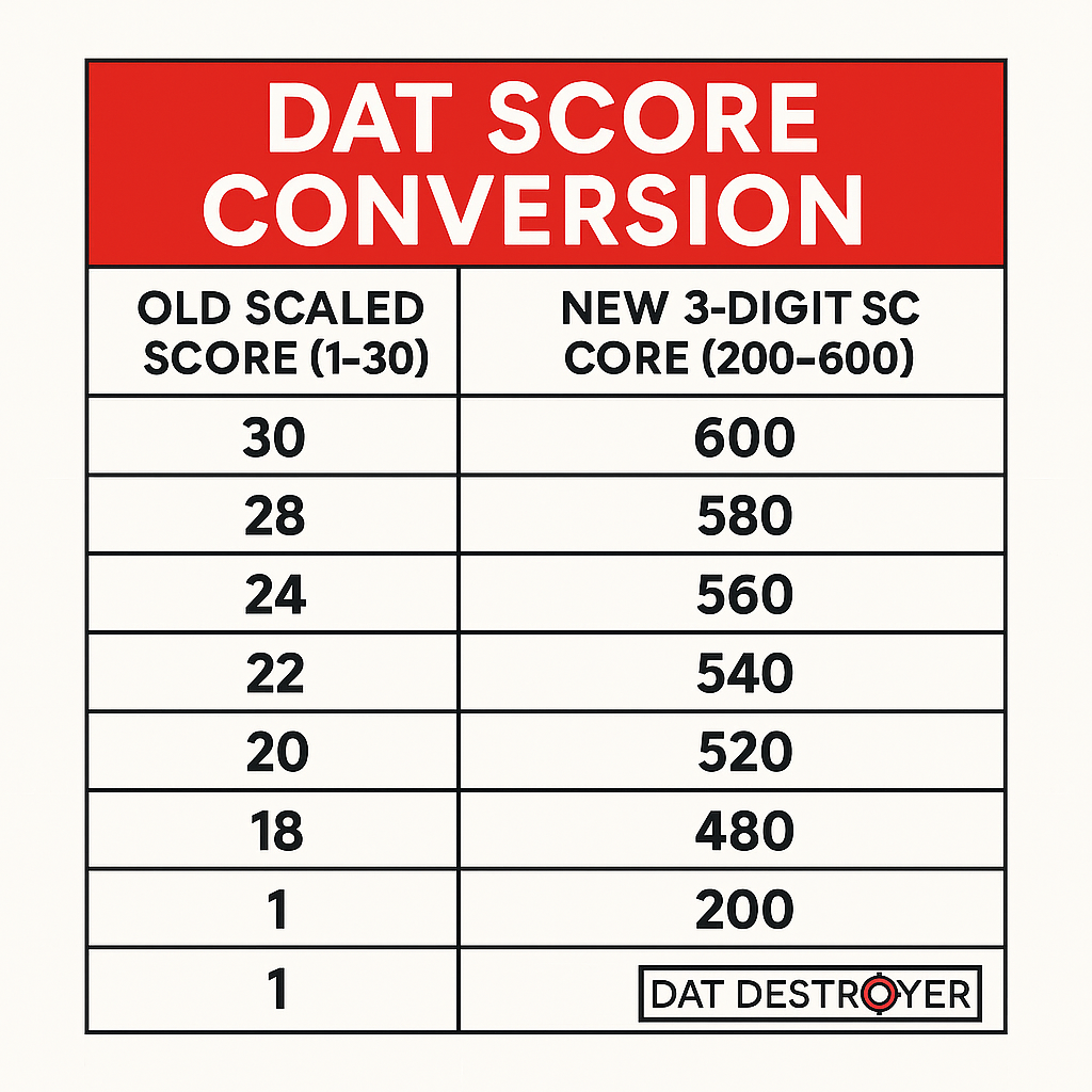 DAT Score Conversion – Understand the New 3-Digit Scale